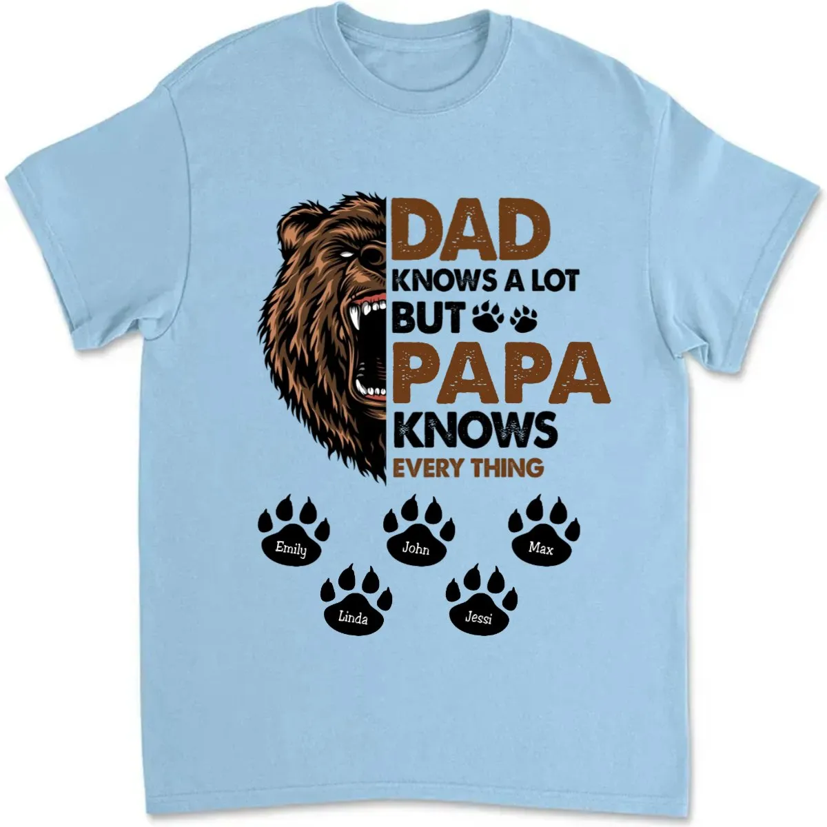 Father's Day - Papa Knows Everything - Personalized Unisex T-shirt