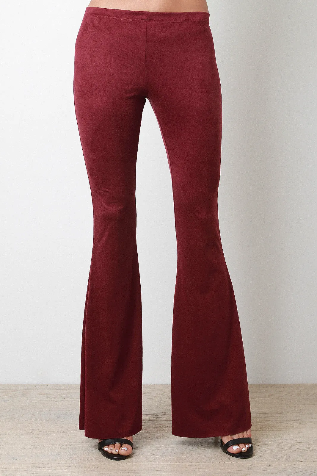 Faux Suede Flare Pants