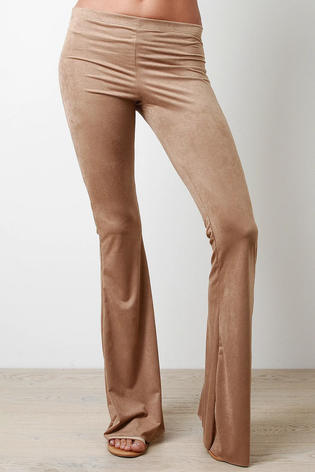 Faux Suede Flare Pants