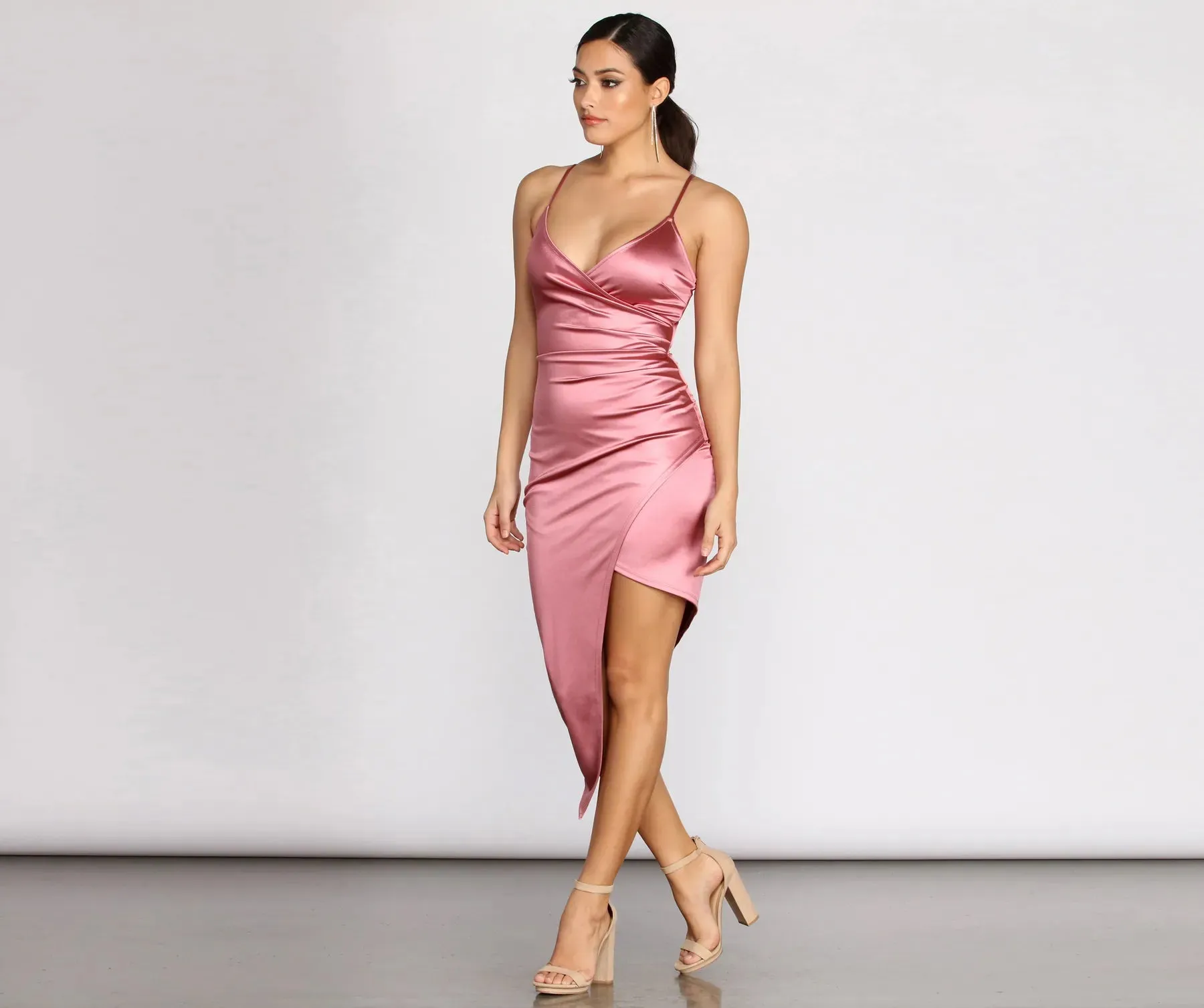 Feelin' Fire Satin Asymmetrical Mini Dress