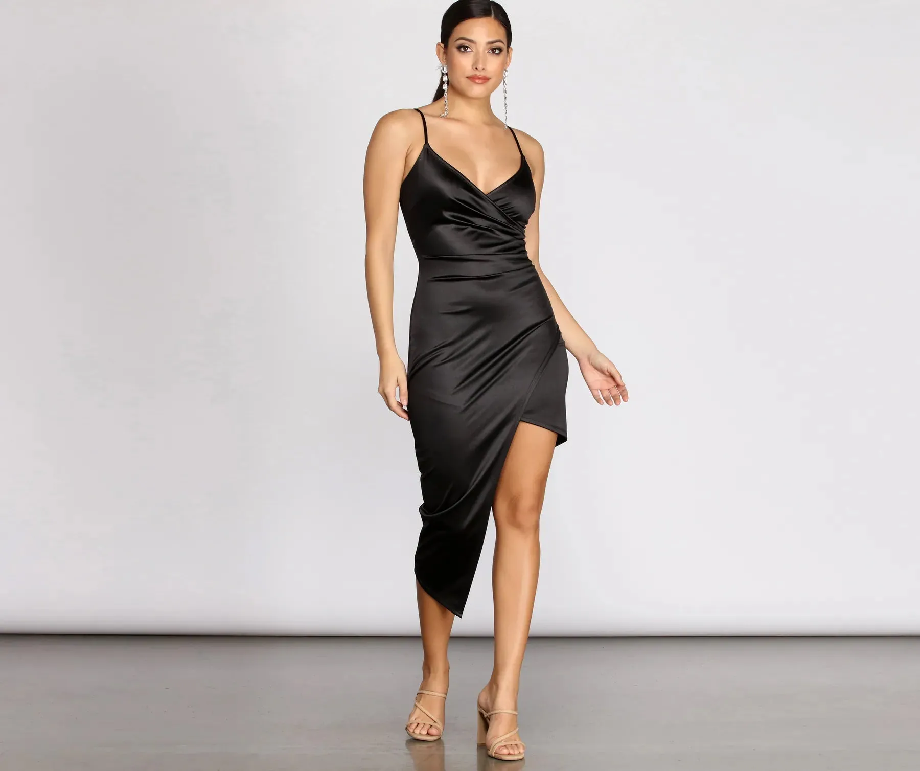 Feelin' Fire Satin Asymmetrical Mini Dress