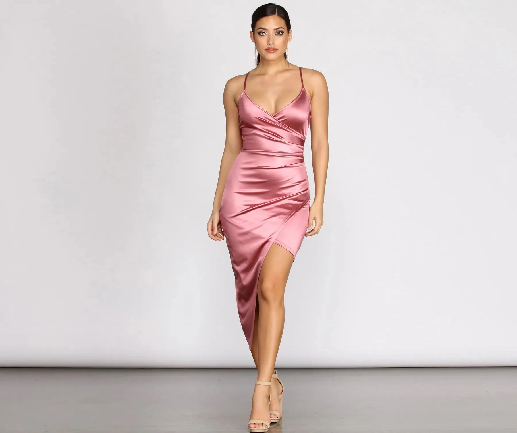 Feelin' Fire Satin Asymmetrical Mini Dress