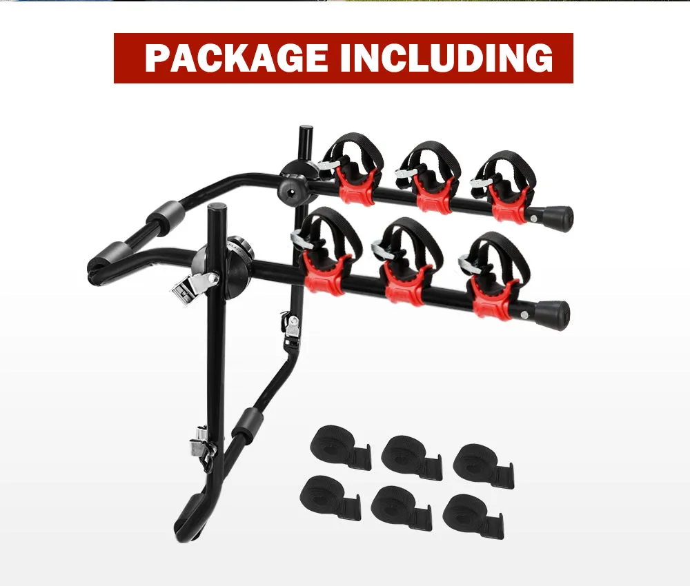 Fieryred 3 Bike Rack Bicycle Carrier Car Rear Universal Trunk Foldable