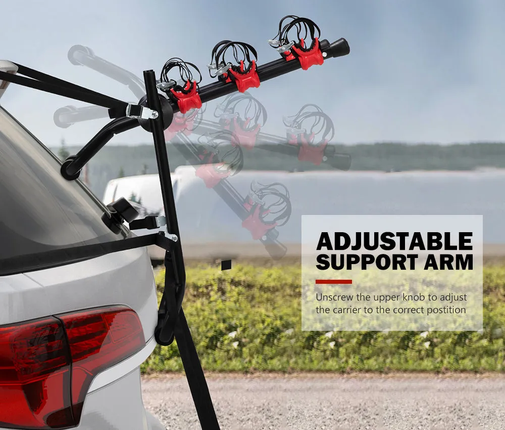 Fieryred 3 Bike Rack Bicycle Carrier Car Rear Universal Trunk Foldable