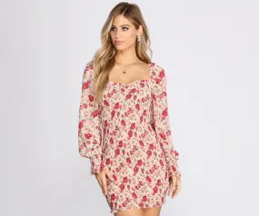 Fleur Paradise Chiffon Smocked Mini Dress