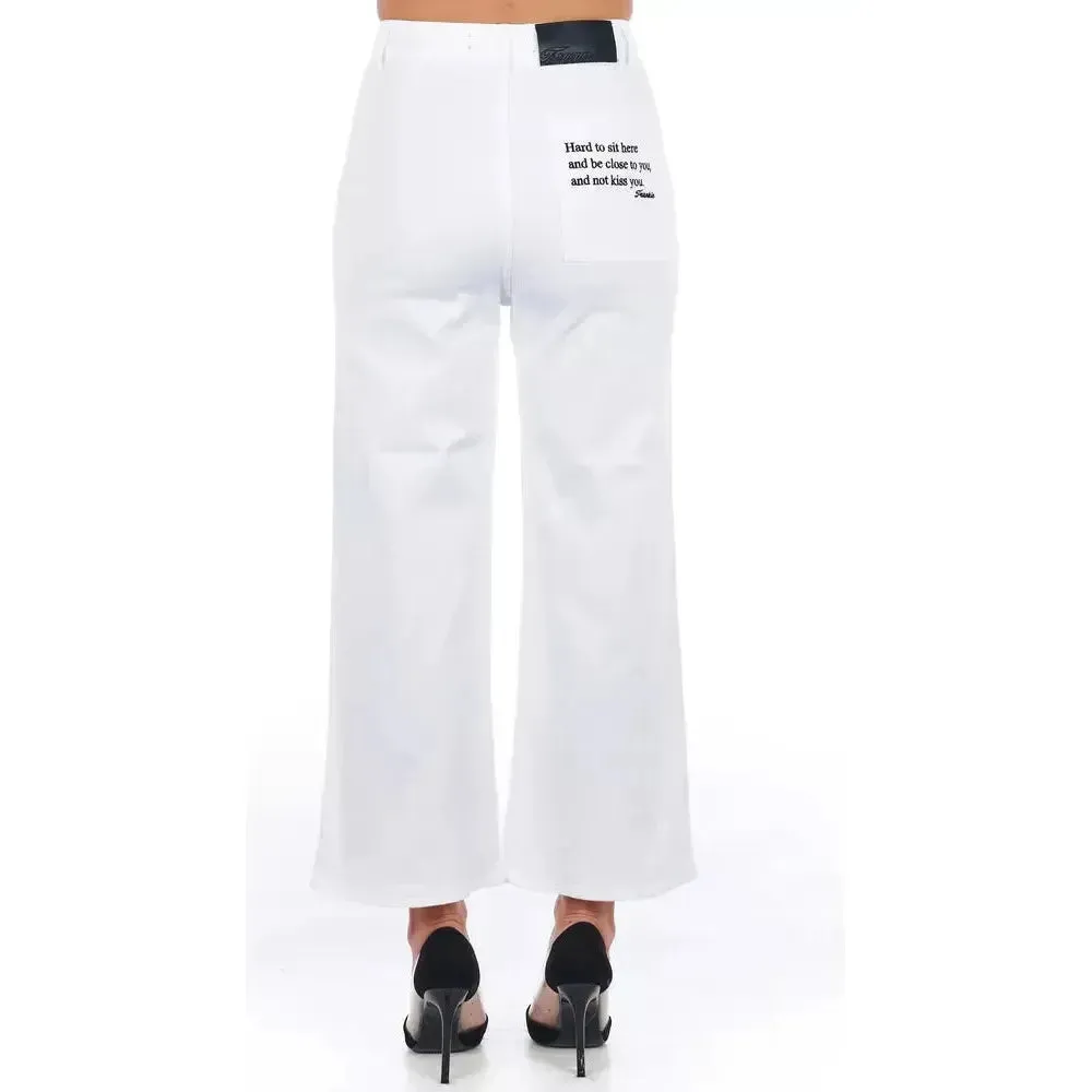 Frankie Morello White Cotton Women Trouser