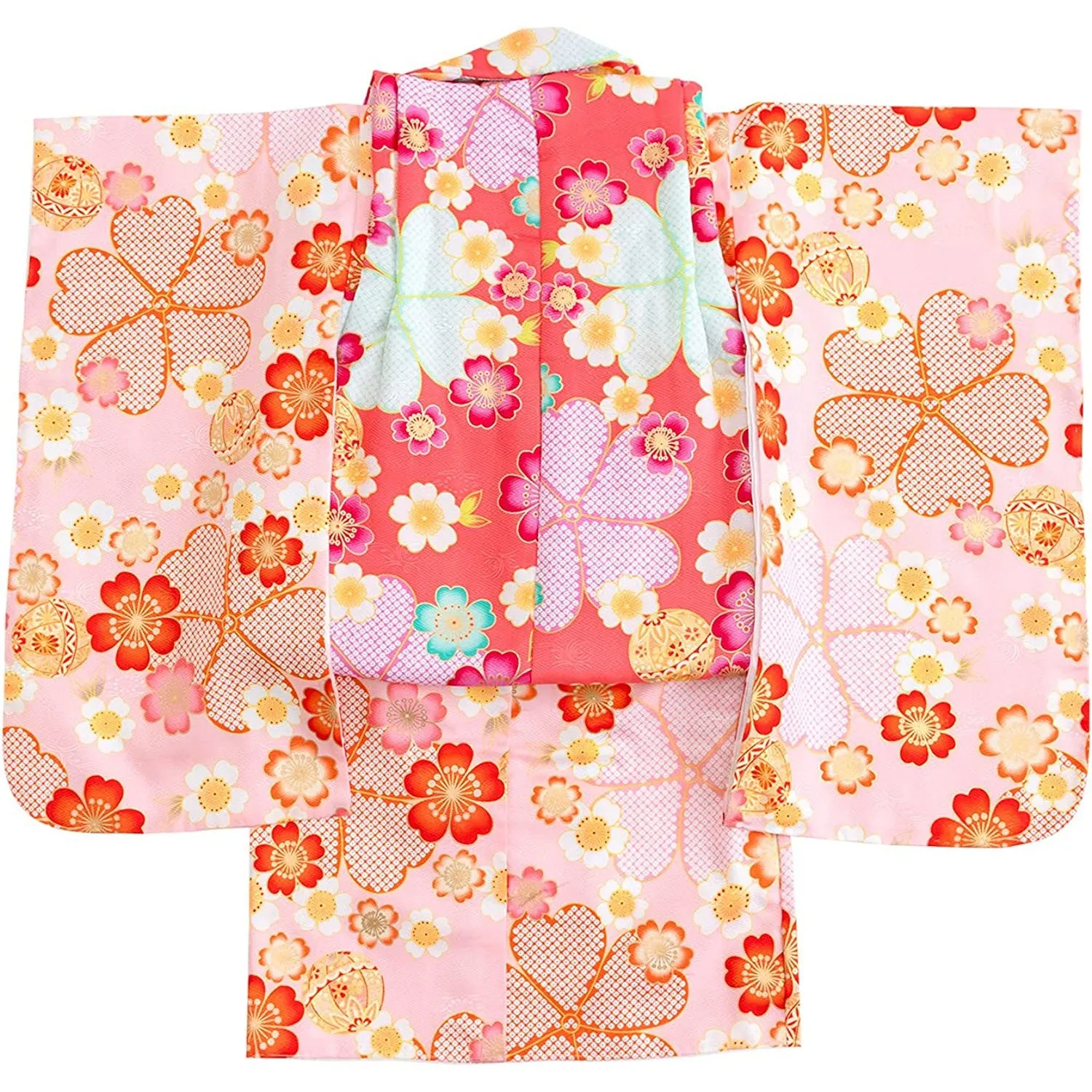 Full Kimono Set for 3 Years Old  Light Pink Sakura Shichigosan/New Years Ceremony