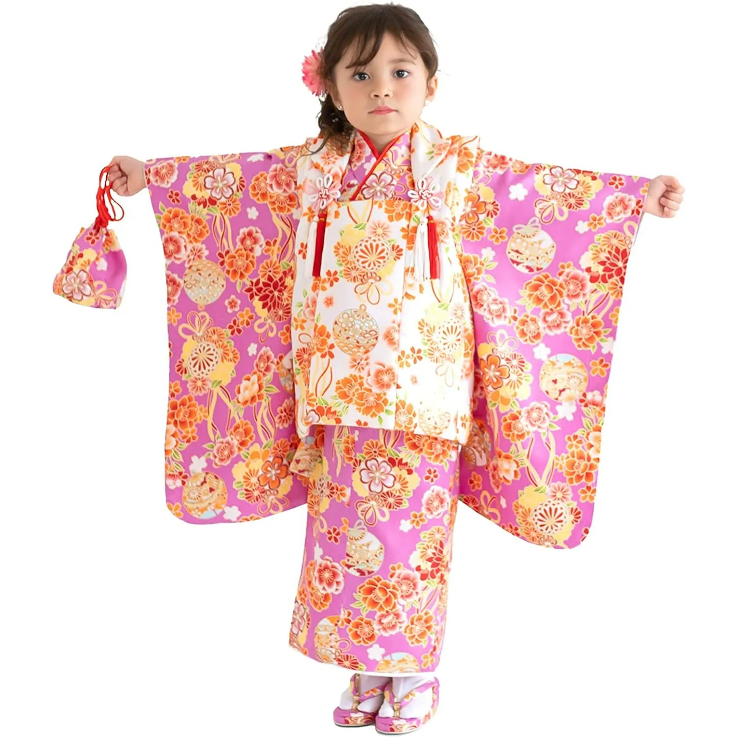 Full Kimono Set for 3 Years Old Purple Shichigosan/New Years Ceremony