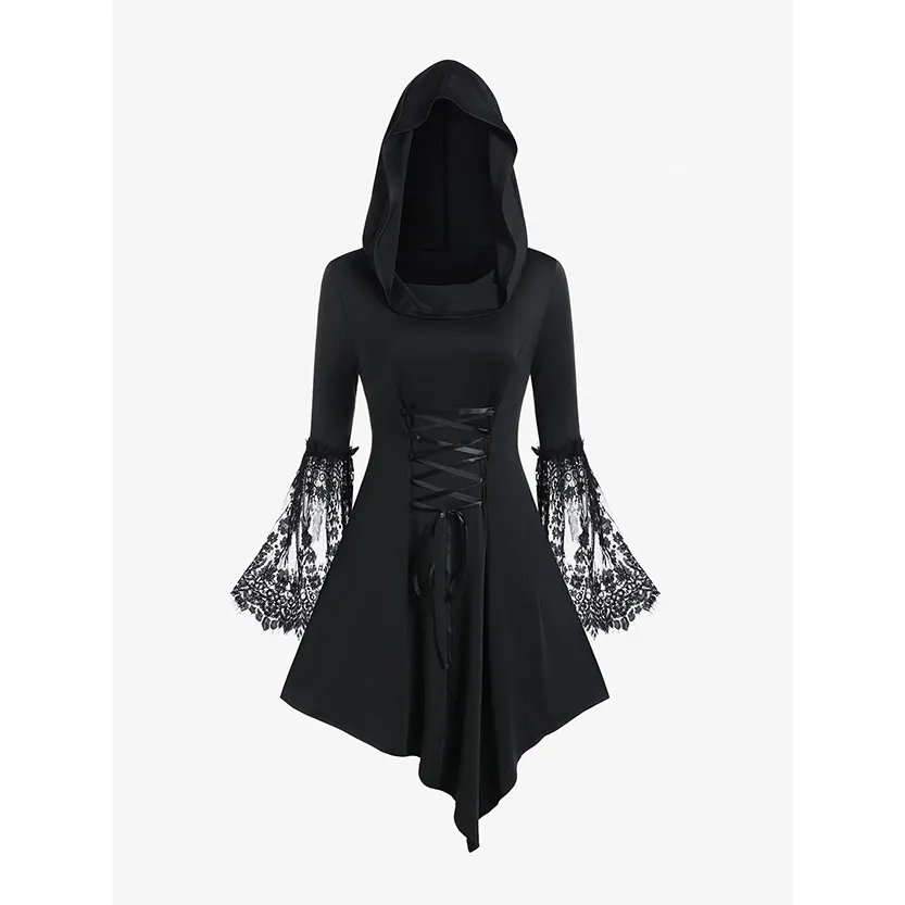 Funki Buys | Dresses | Women's Gothic Velvet Lace-up Dress