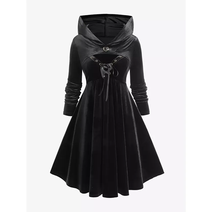 Funki Buys | Dresses | Women's Gothic Velvet Lace-up Dress