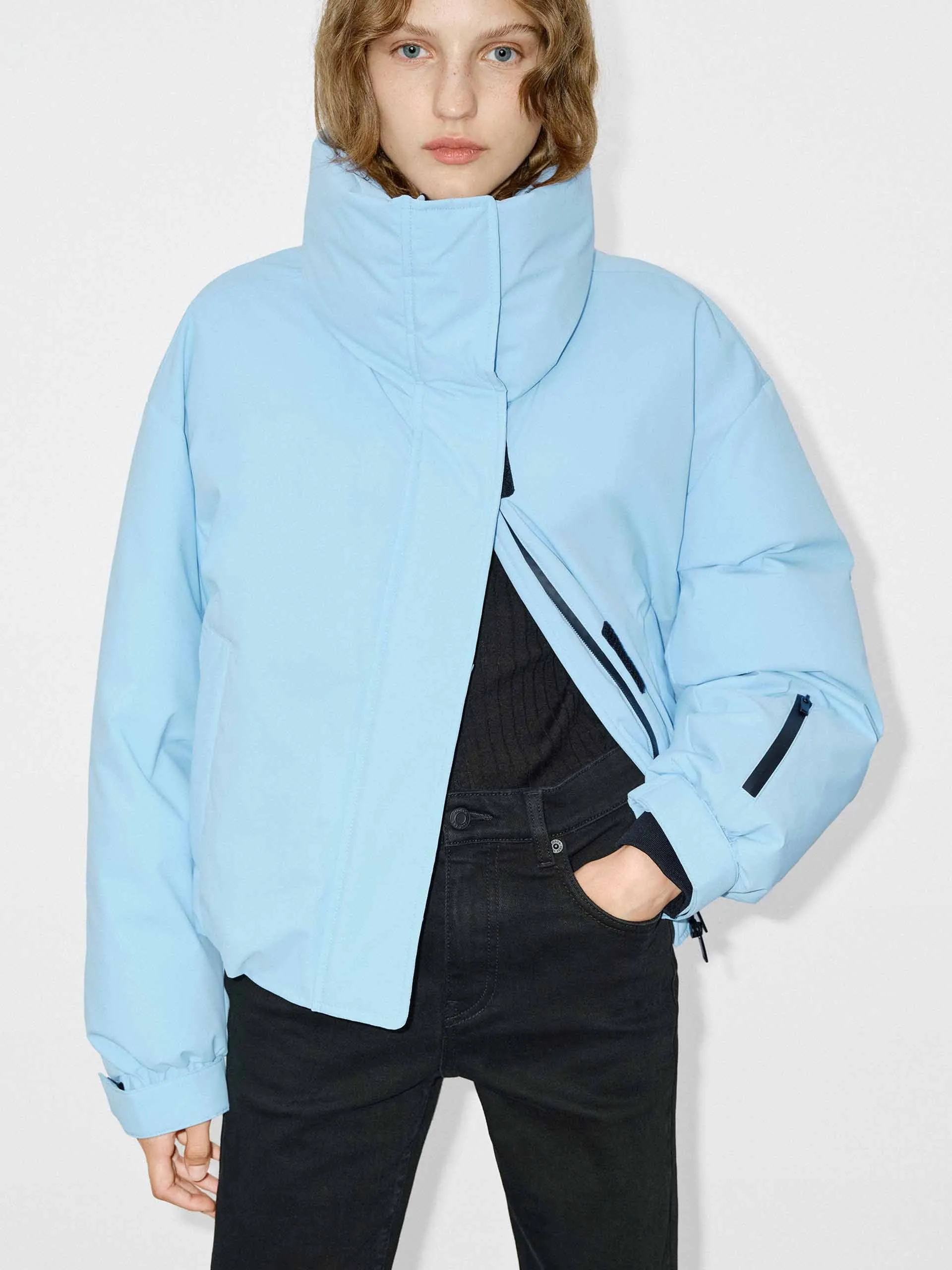 Funnel Neck Cropped Jacket