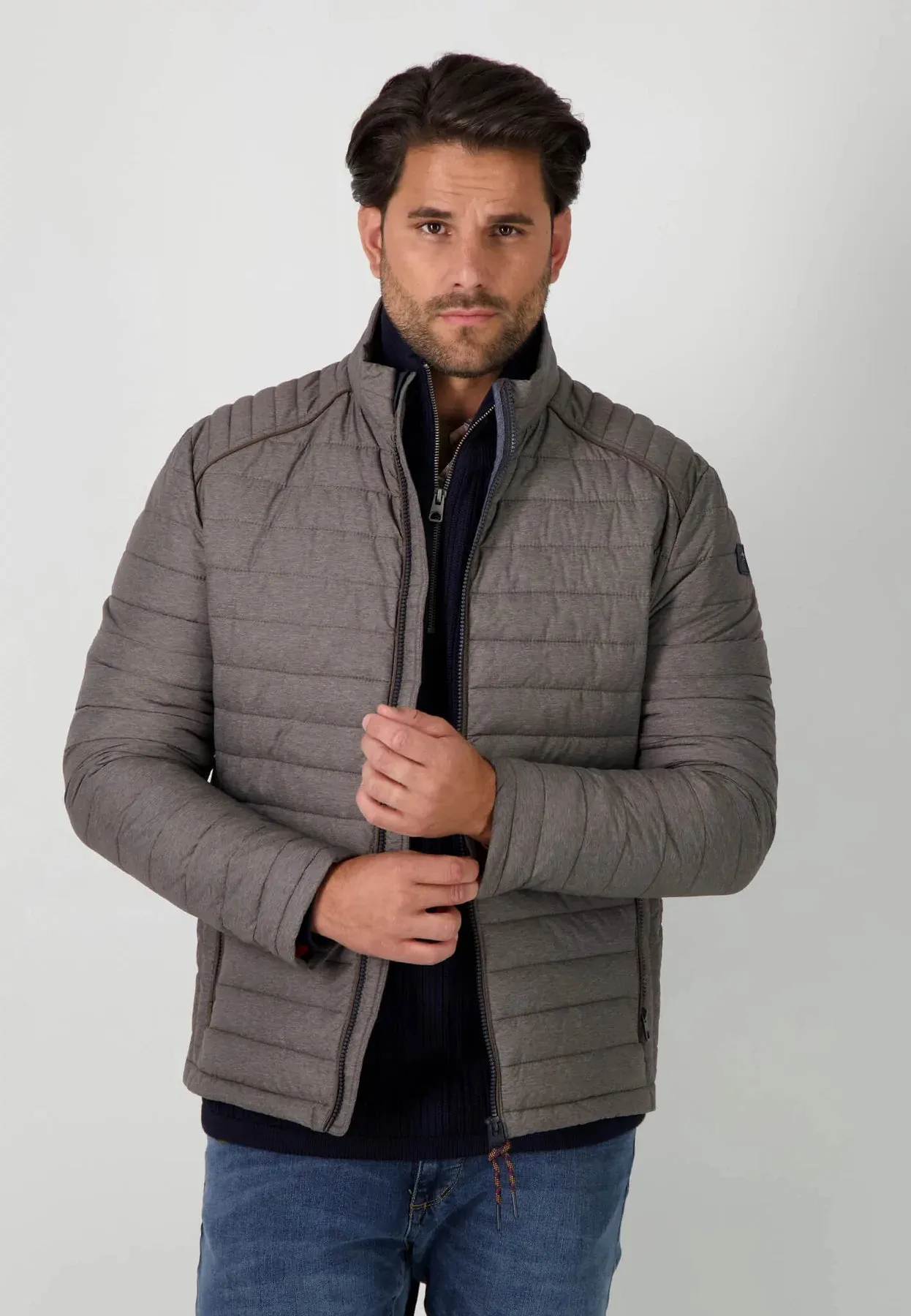 FYNCH HATTON Quilted Biker Style Jacket in Grey