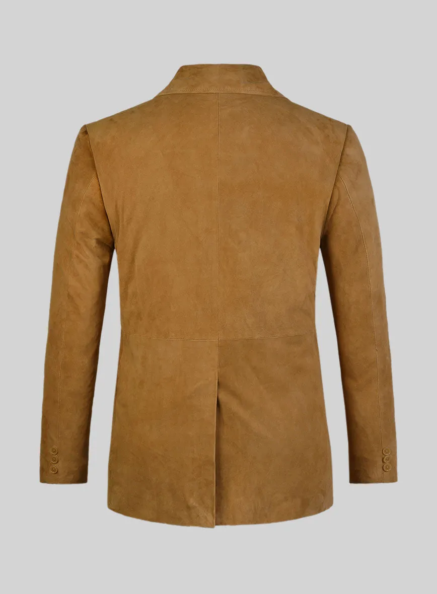 Ginger Brown Suede Leather Pea Coat