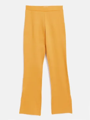 Girls Mustard Side Slit Bell Bottom Pants