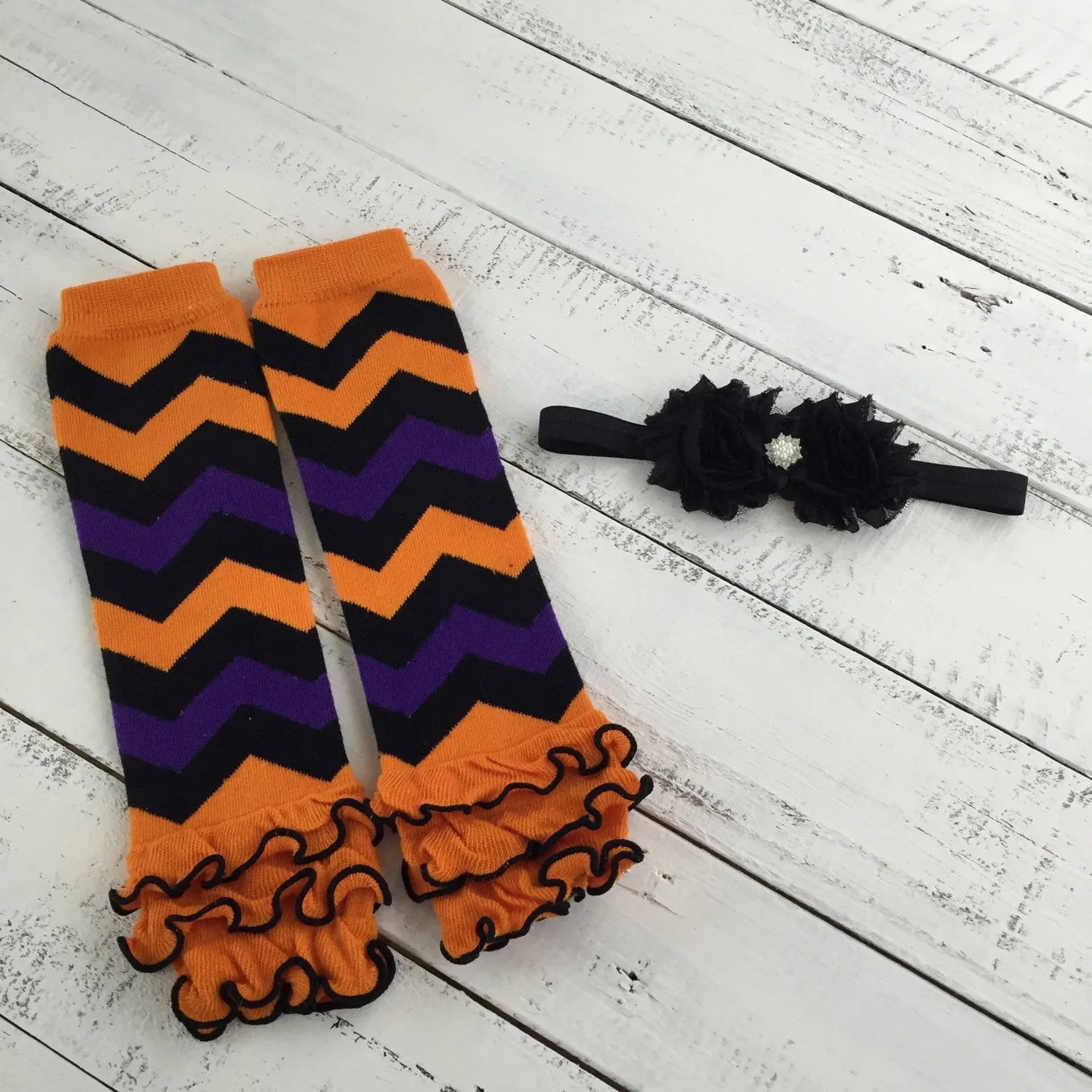 Halloween ruffle leg warmers and headband set