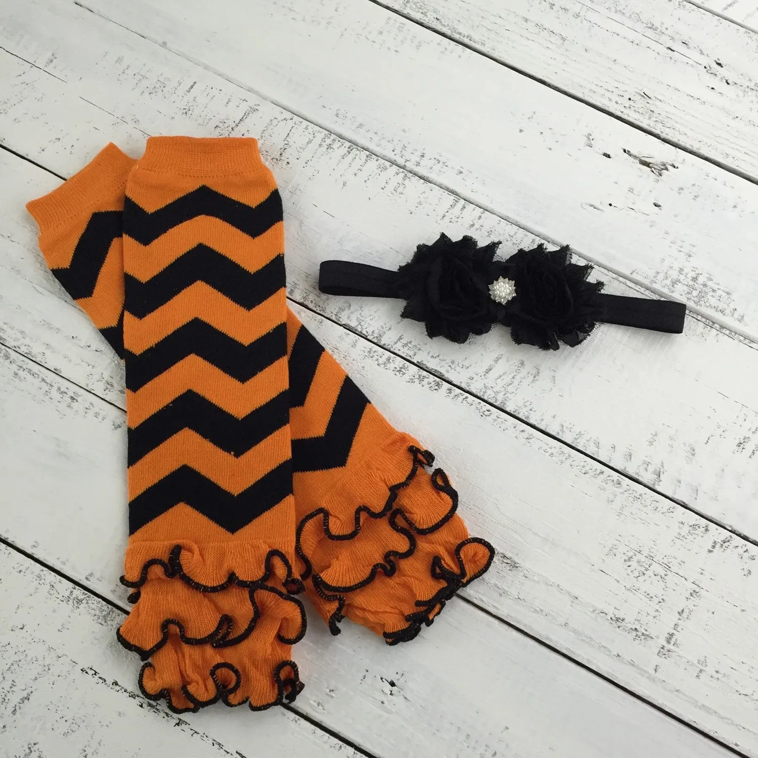 Halloween ruffle leg warmers and headband set