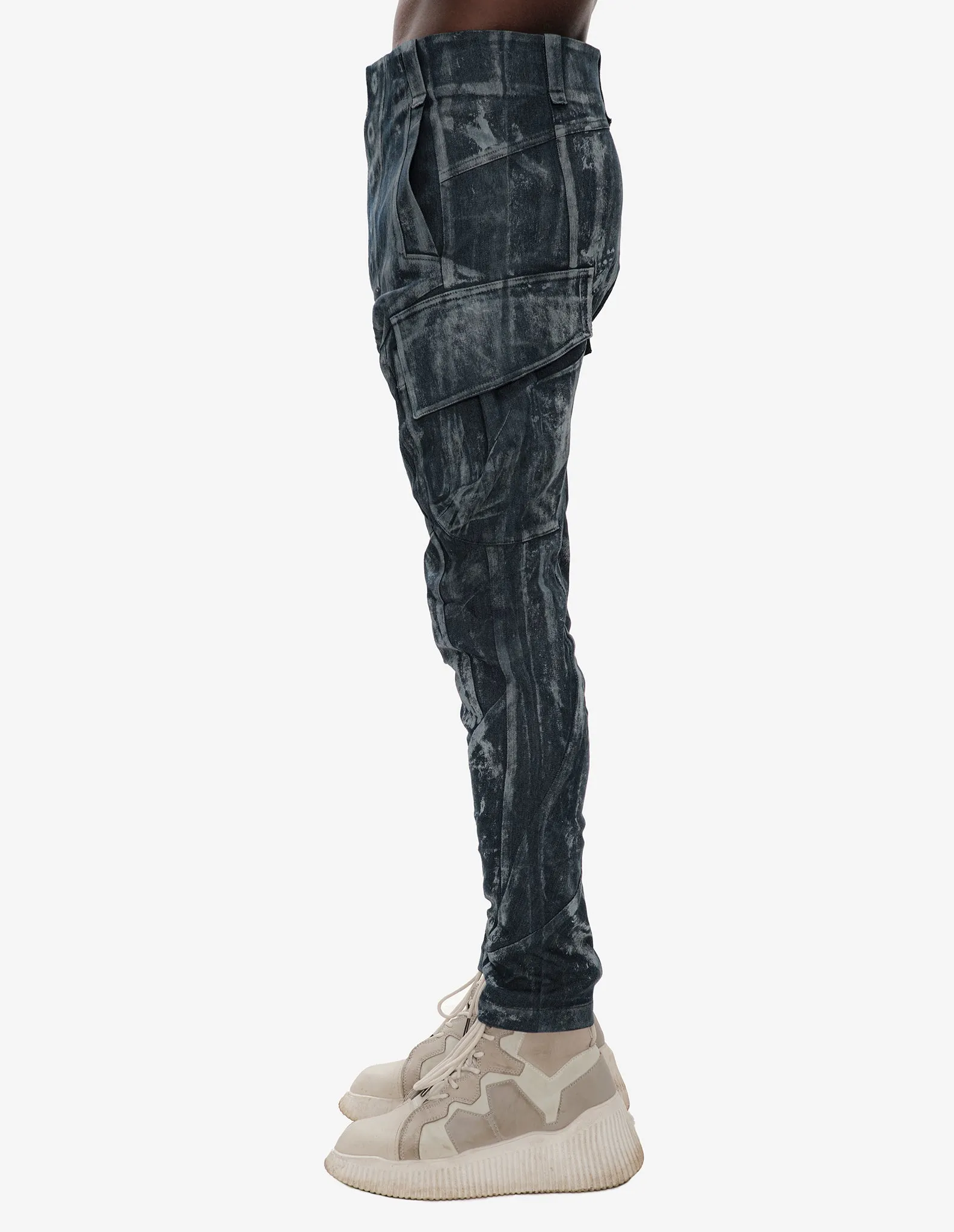 Hand-Dyed Textured Denim Pants