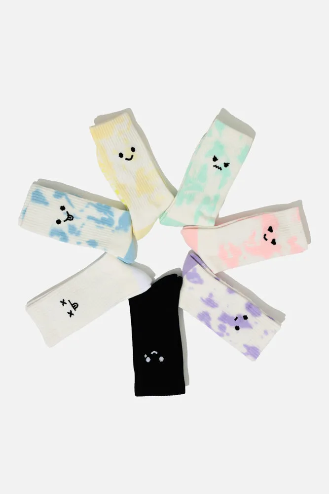 Happy Cry Face Mid-Calf Gym Socks - Black