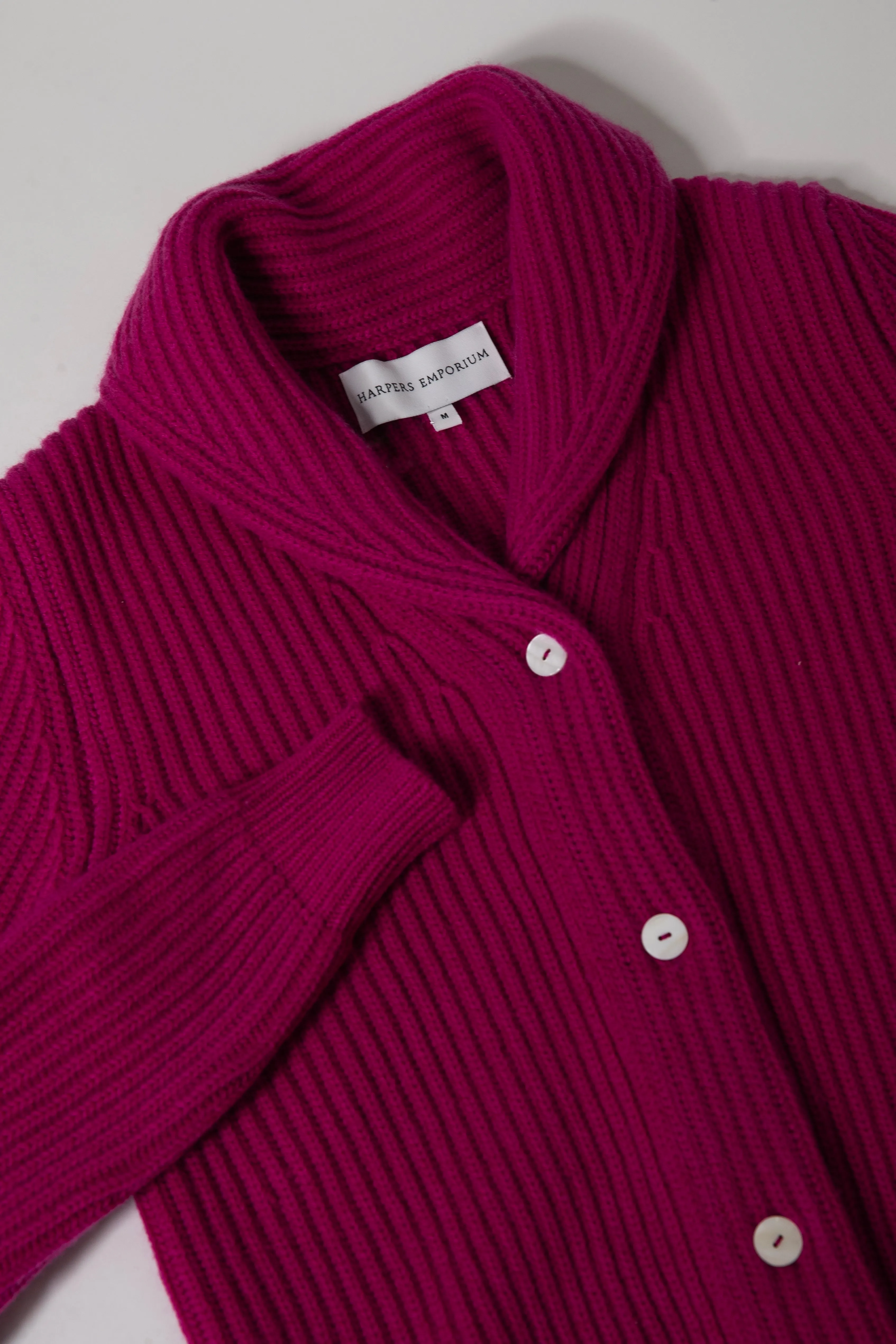 Harpers Emporium Cashmere Shawl Cardigan in Boysenberry