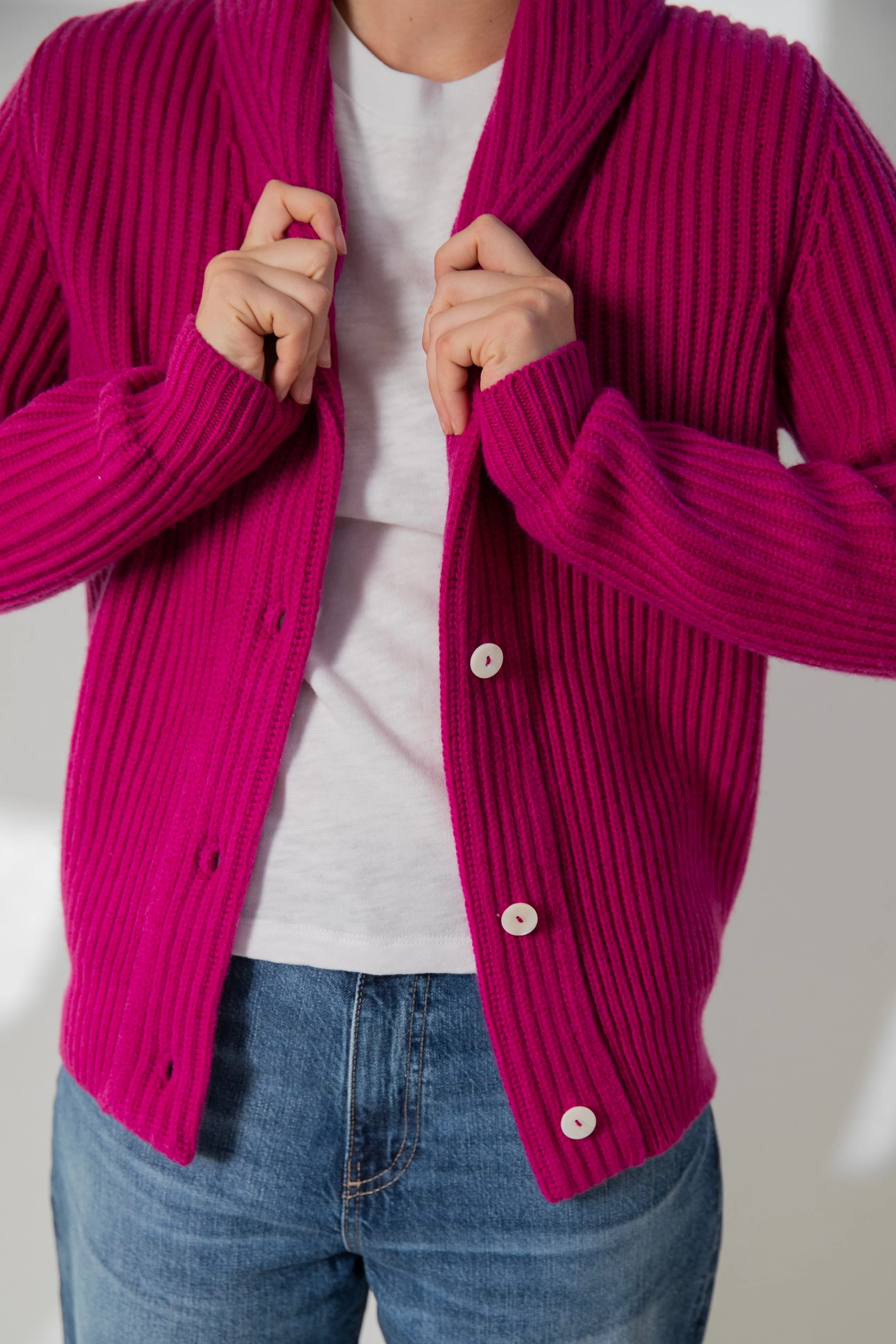 Harpers Emporium Cashmere Shawl Cardigan in Boysenberry