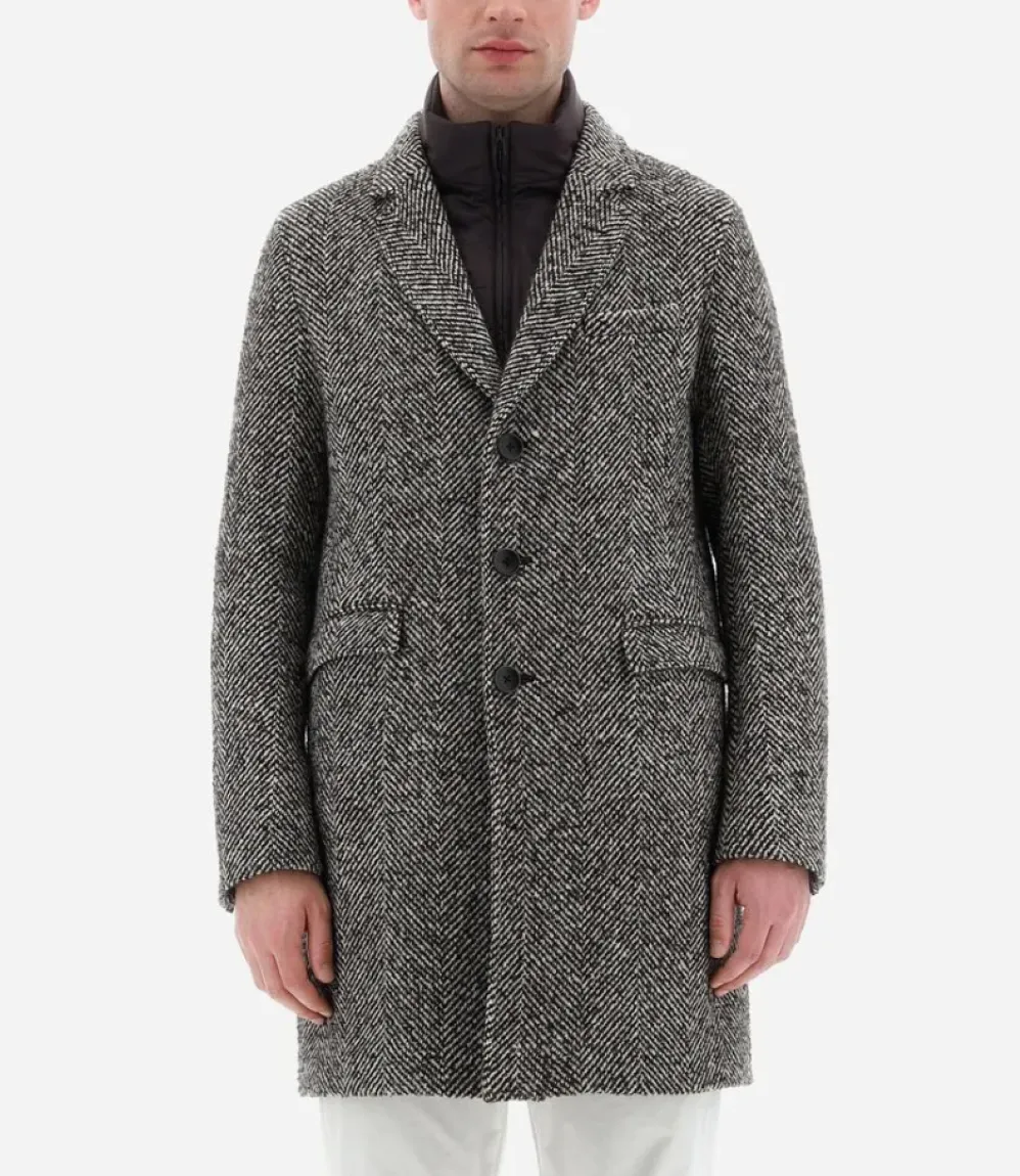 Herno Herringbone Layered Coat