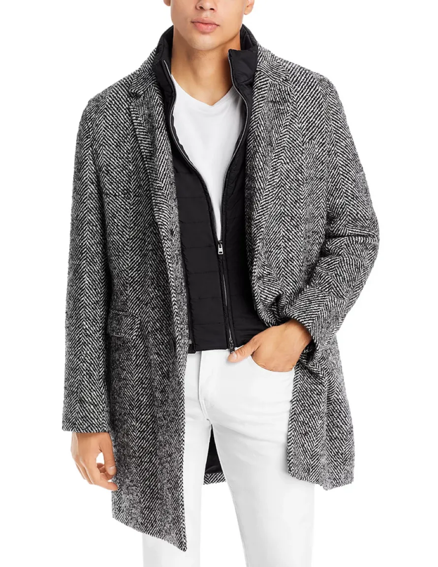 Herno Herringbone Layered Coat