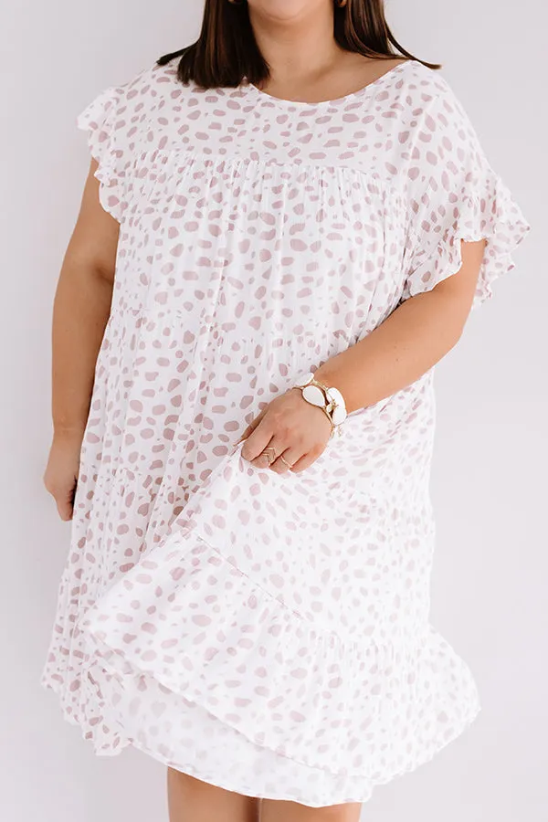 Hooked On Love Leopard Shift Dress In White Curves