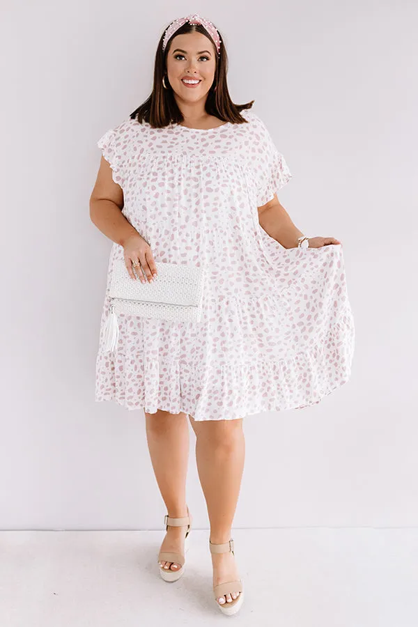 Hooked On Love Leopard Shift Dress In White Curves