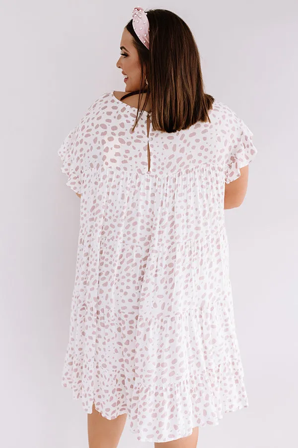 Hooked On Love Leopard Shift Dress In White Curves