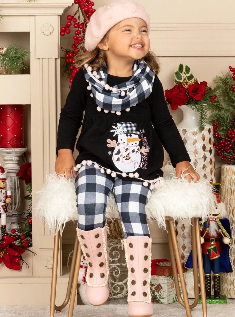 Hug Me, I'm Cold Snowman Tunic, Scarf And Legging Set