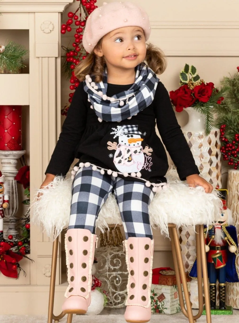 Hug Me, I'm Cold Snowman Tunic, Scarf And Legging Set