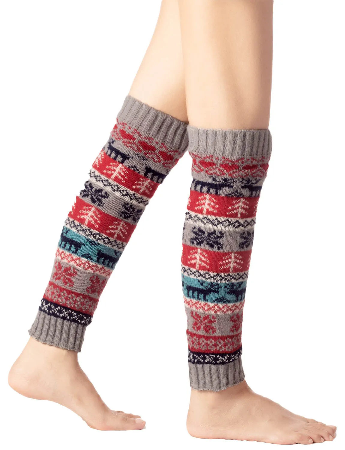 iB-iP Women's Ballet Dancer Stitching Holiday Pattern Stretchy Leg Warmer