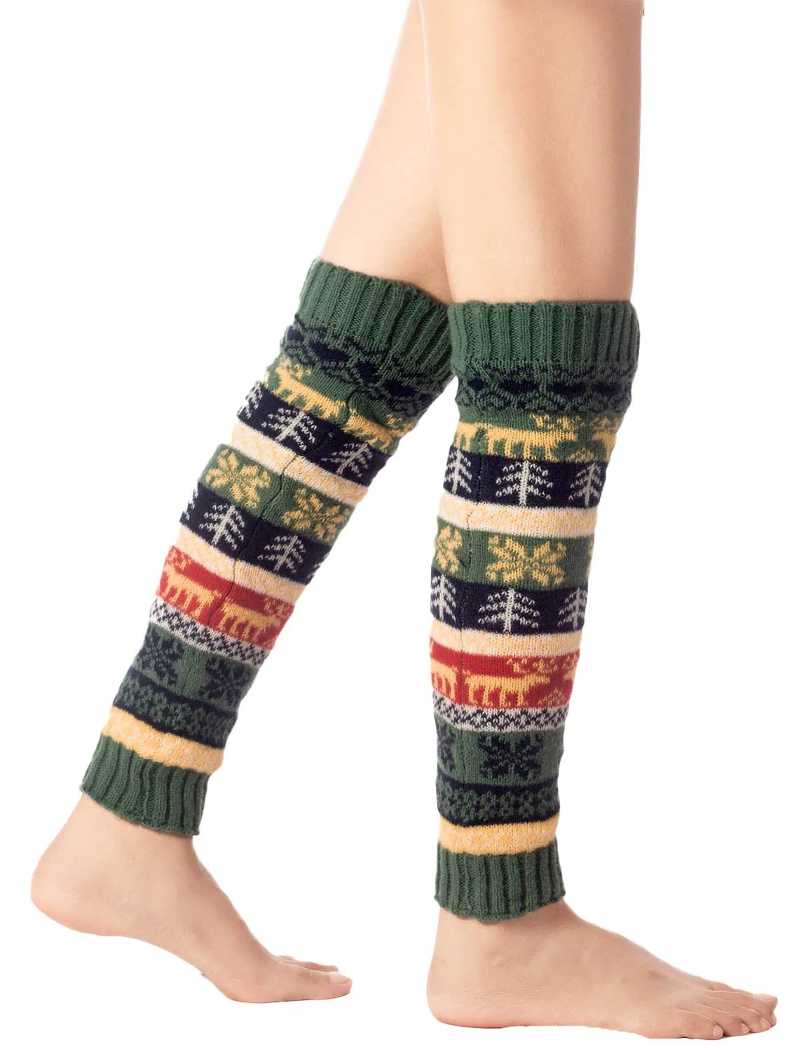 iB-iP Women's Ballet Dancer Stitching Holiday Pattern Stretchy Leg Warmer