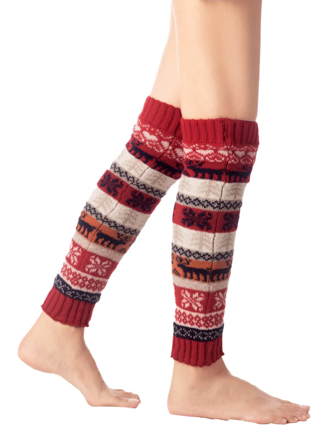 iB-iP Women's Ballet Dancer Stitching Holiday Pattern Stretchy Leg Warmer