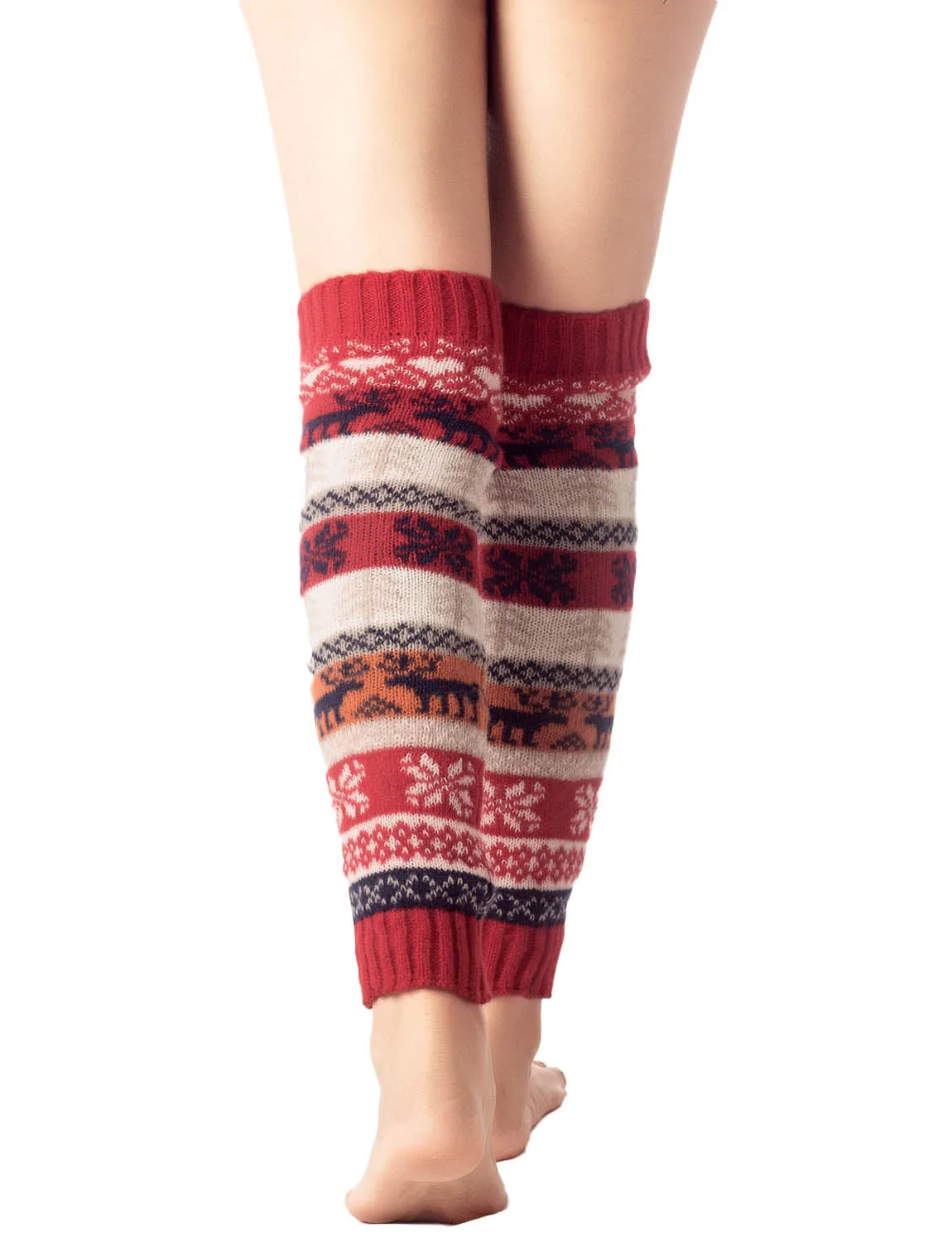 iB-iP Women's Ballet Dancer Stitching Holiday Pattern Stretchy Leg Warmer