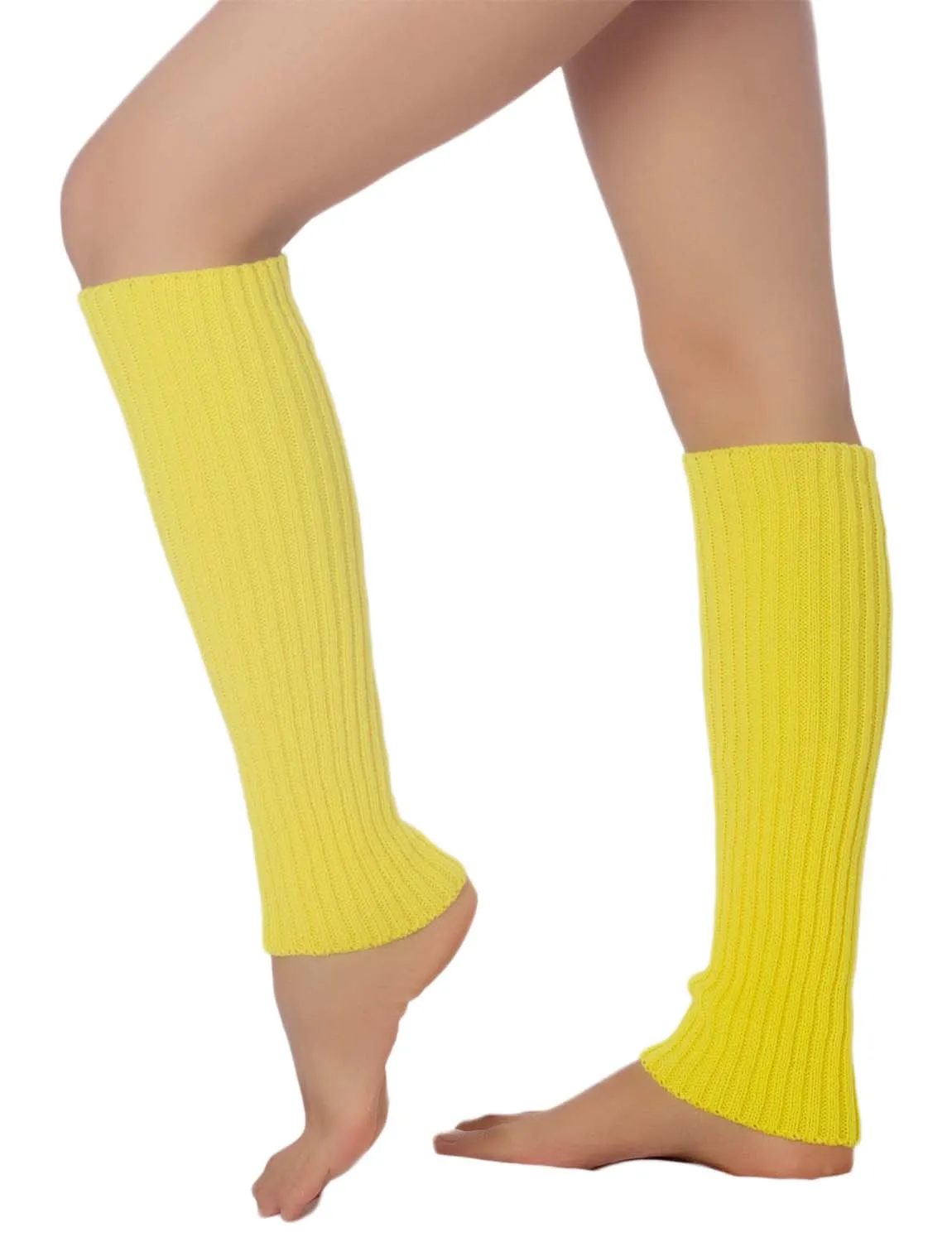 iB-iP Women's Leg Warmers Ballet Dancers Neon Lime Green Warm Aerobics Costume