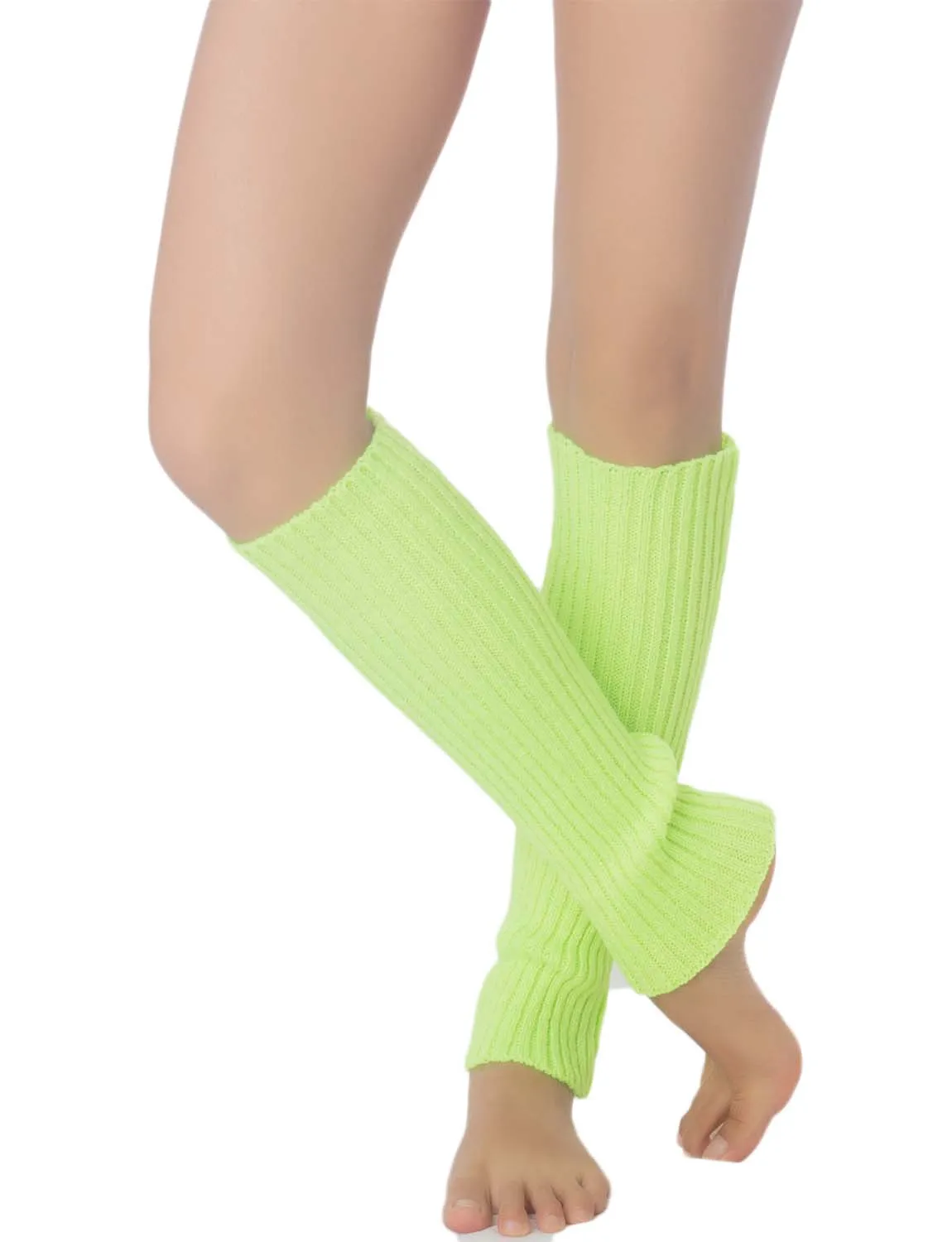 iB-iP Women's Leg Warmers Ballet Dancers Neon Lime Green Warm Aerobics Costume