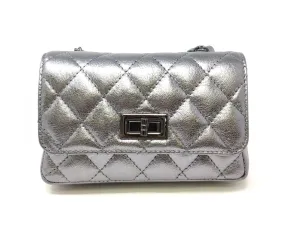 Italian Quilted Leather in Gunmetal