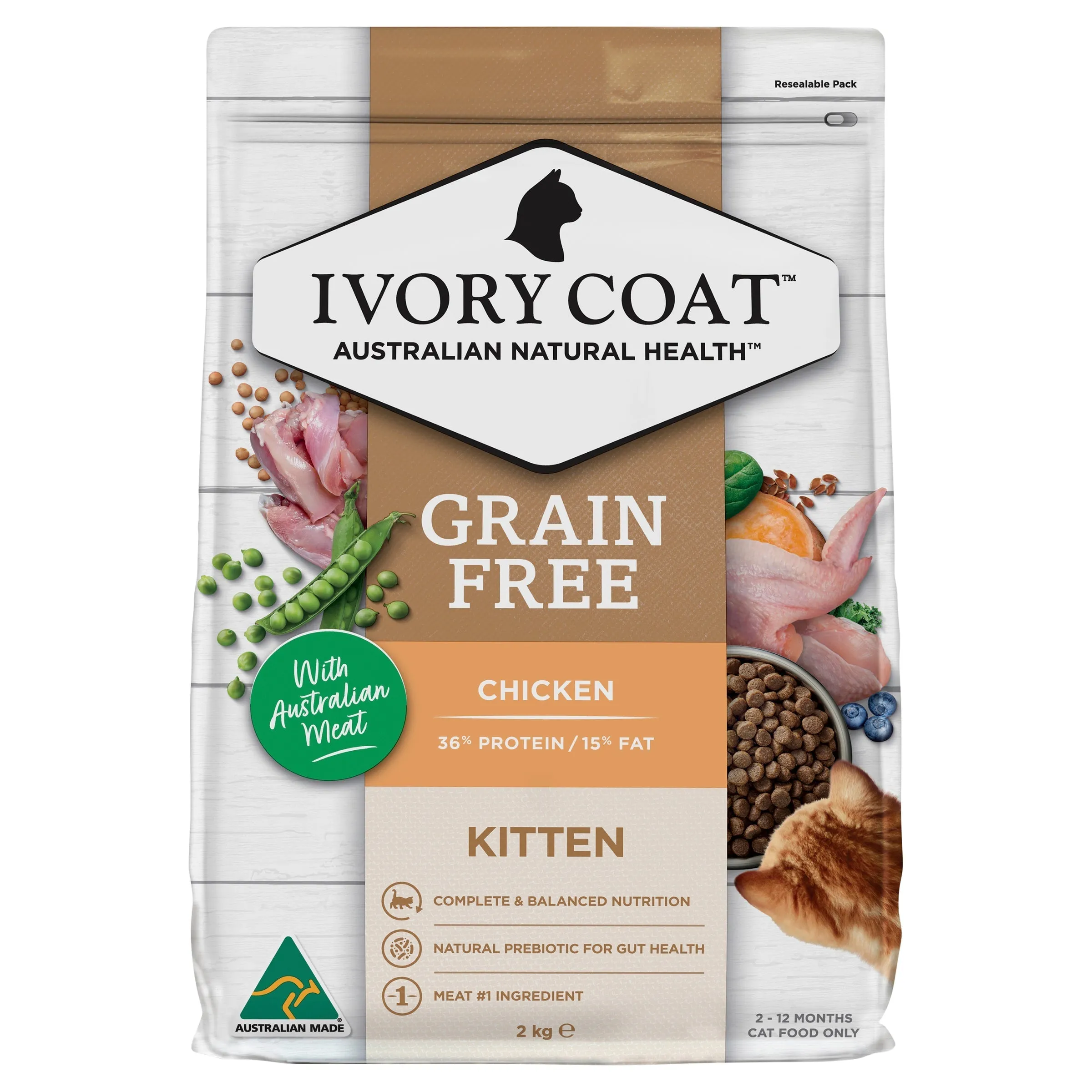 Ivory Coat Grain Free Chicken Kitten Dry Food 2kg