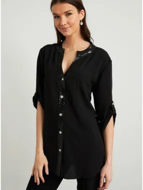 Joseph Ribkoff Black Blouse with Sequinned Detail 211170