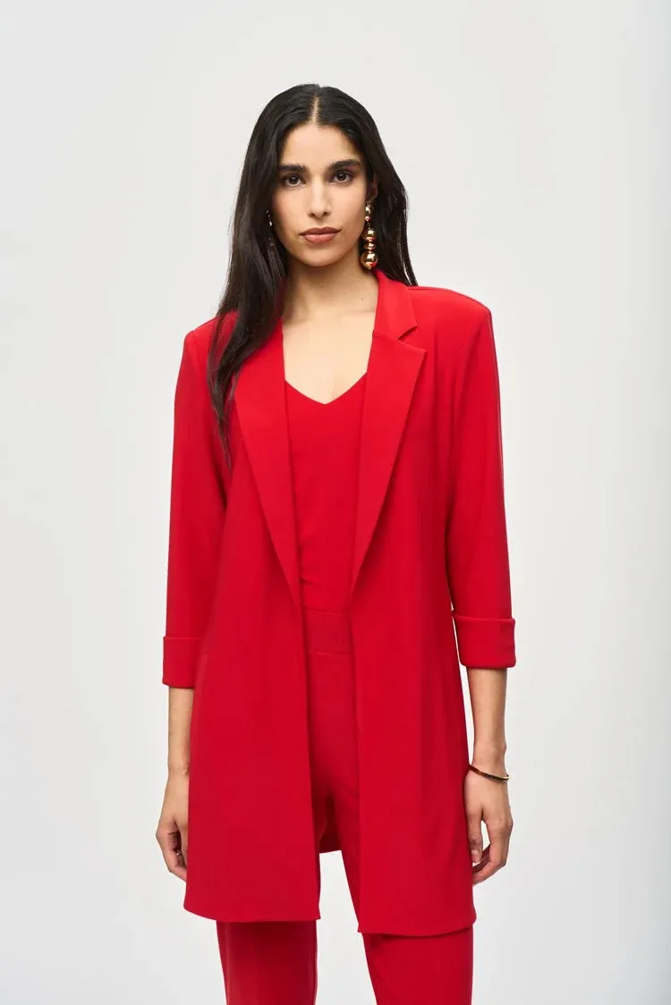 Joseph Ribkoff Long Open Front Blazer Lipstick Red 233304F24