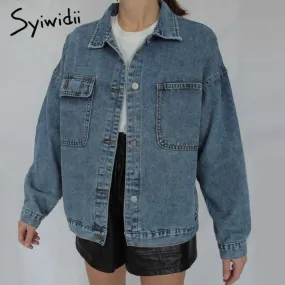 Joskaa Jean Jacket Women Clothes Oversized Jeans Denim Coat Korean Coats Spring Fall 2024 New Jackets for Women Solid Casual