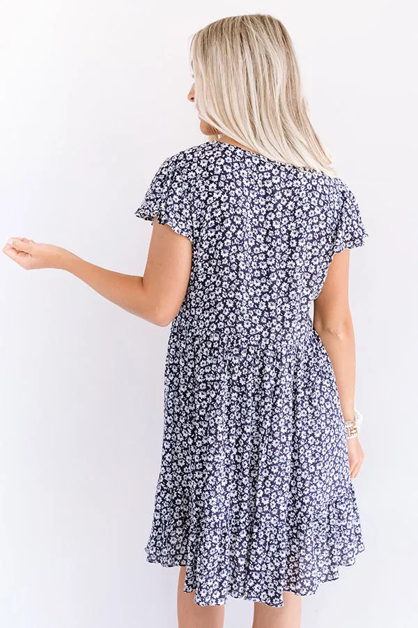 Joy For Days Floral Babydoll Dress in Navy