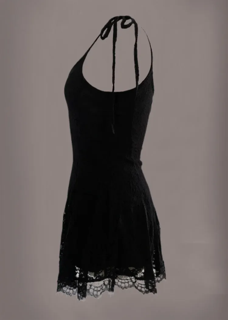 Just Tonight Black Goth Mini Bodycon Skater Dress