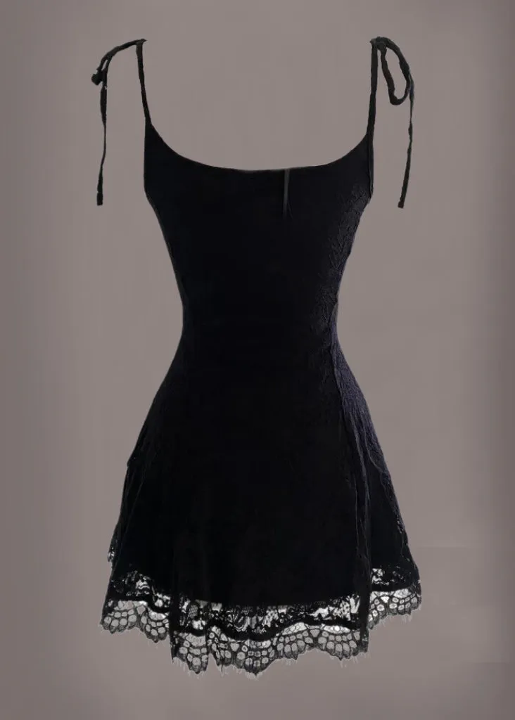 Just Tonight Black Goth Mini Bodycon Skater Dress