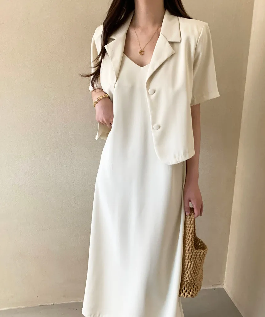 [Korean Style] Co-ord Cropped Blazer Dress 2 pc Set