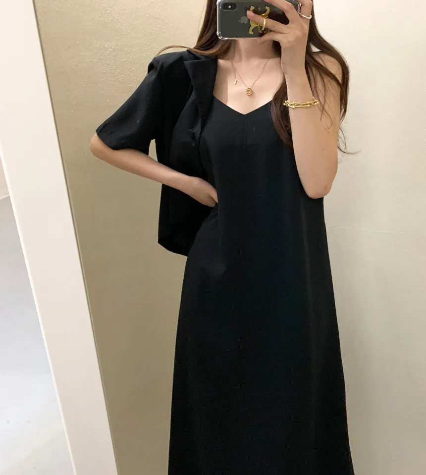 [Korean Style] Co-ord Cropped Blazer Dress 2 pc Set