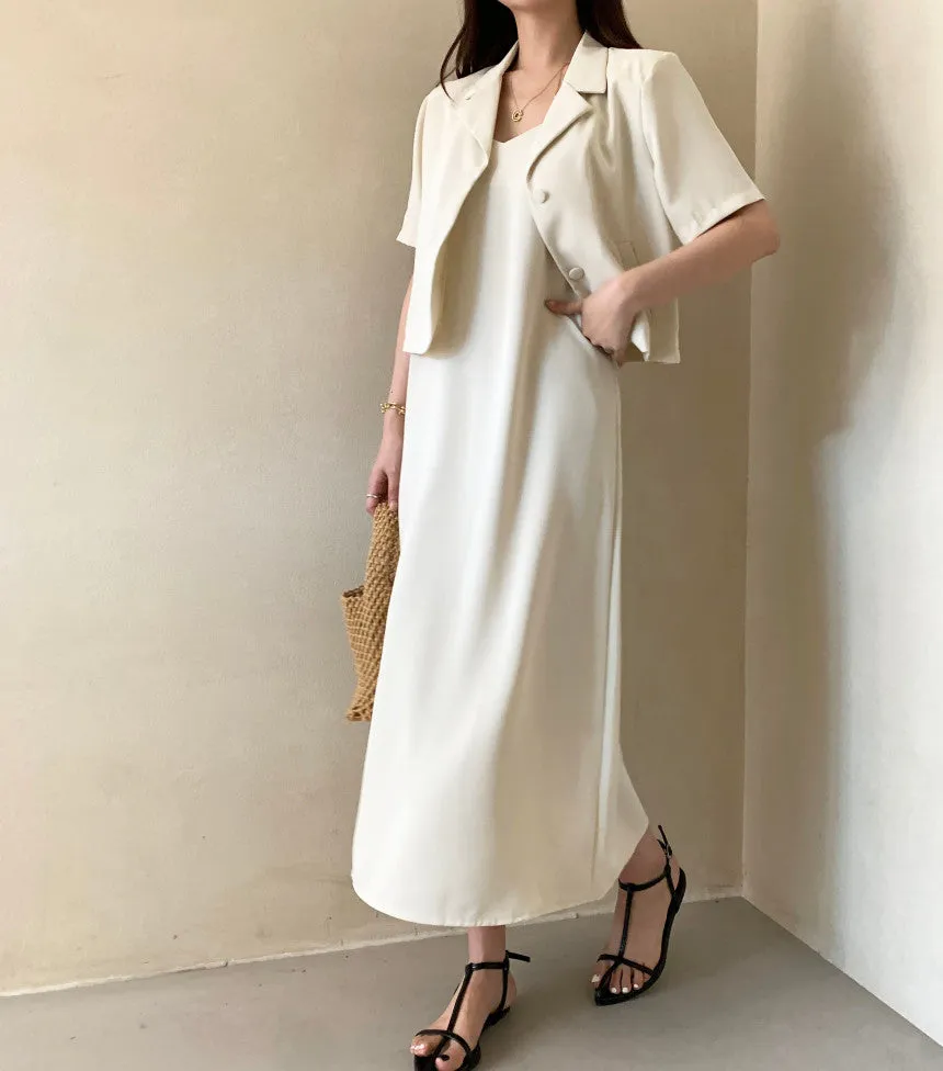 [Korean Style] Co-ord Cropped Blazer Dress 2 pc Set