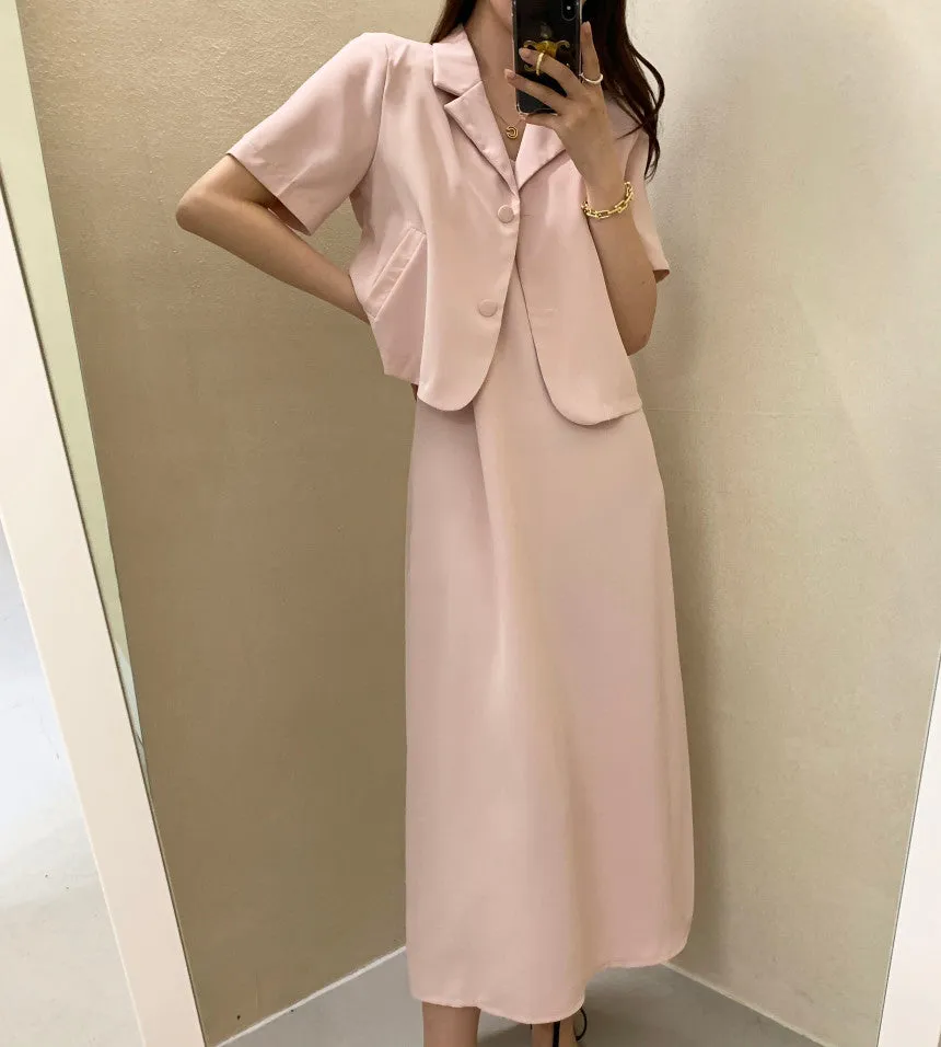 [Korean Style] Co-ord Cropped Blazer Dress 2 pc Set