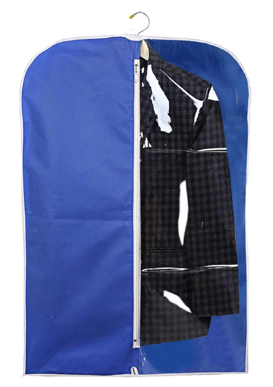 Kuber Industries 4 Pieces Half Transparent Non Woven Men's Coat Blazer Suit Cover (Royal Blue) -CTKTC41456